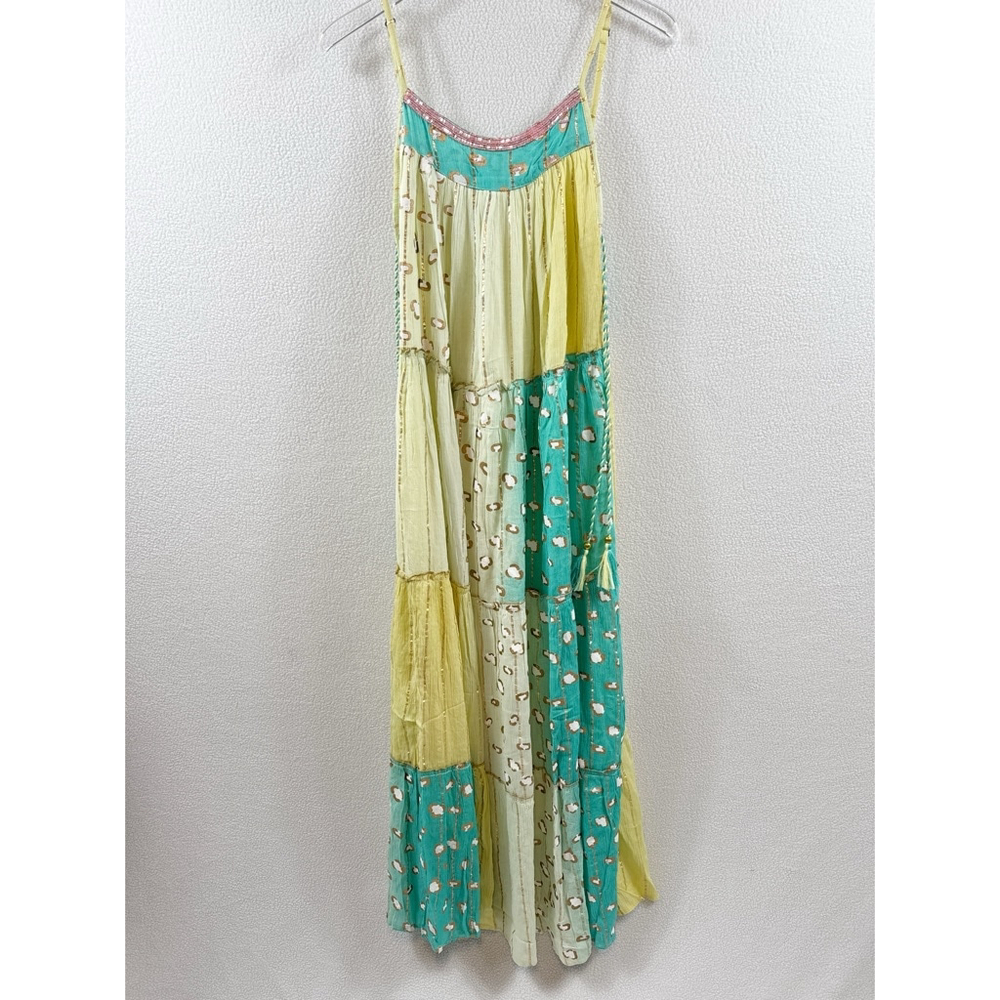 NWT High-End Boutique Maxi Dress w/ Gold Accents S/M Adjustable - Picture 2 of 8
